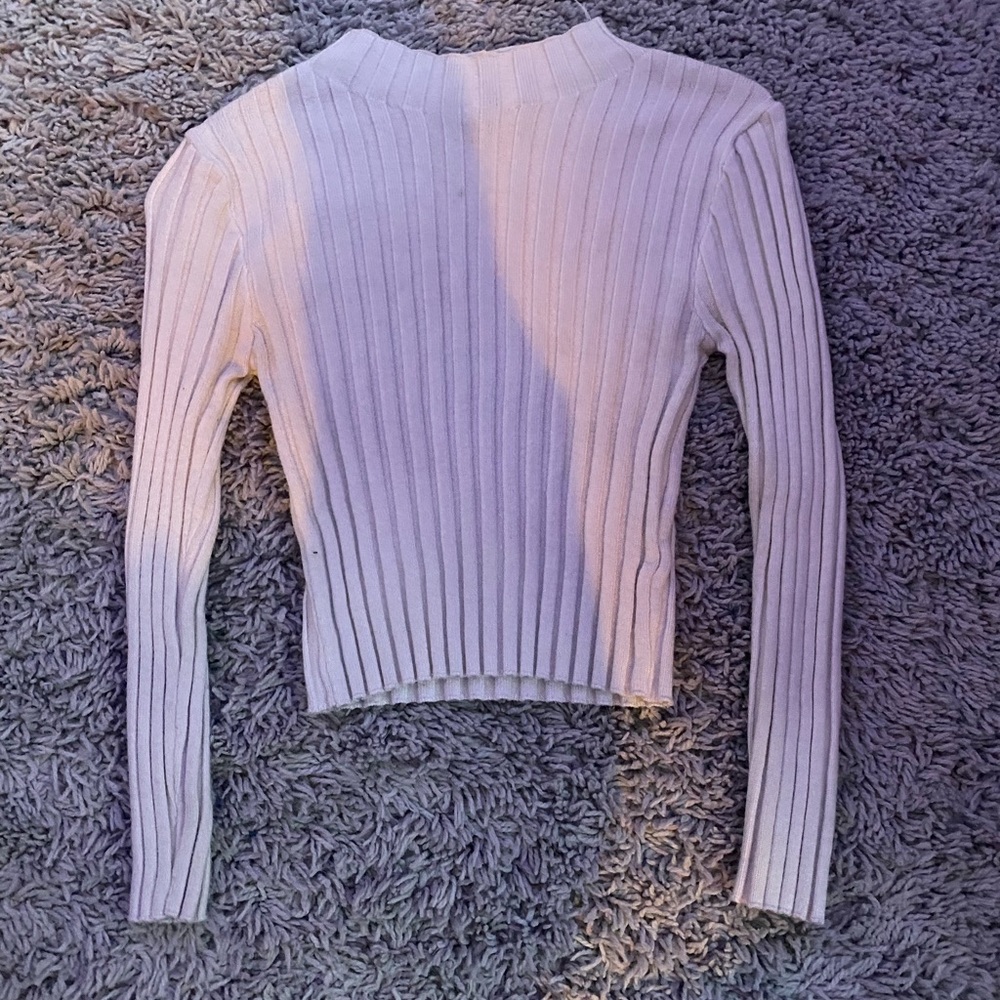 White long sleeve ribbed crop half turtle neck